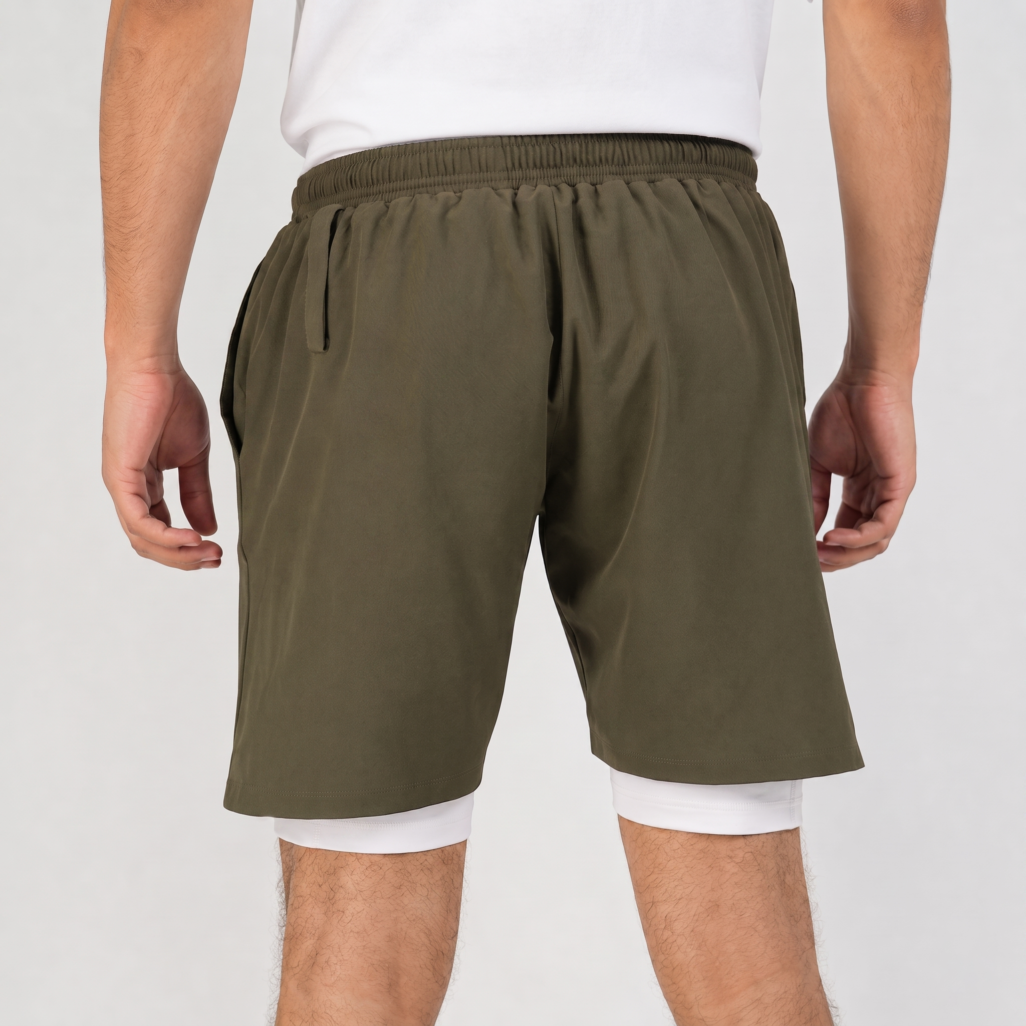 2 in 1 Training Shorts | Army Green
