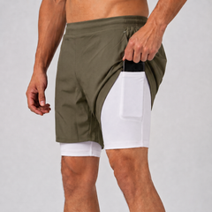 2 in 1 Training Shorts | Army Green