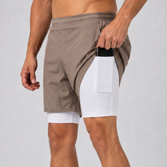 2 in 1 Training Shorts | Light Brown